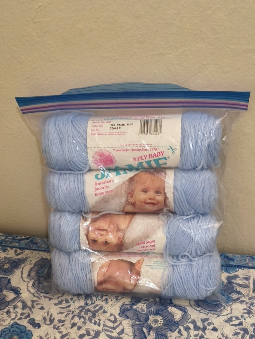 Blue 3-Ply Baby Yarn Skeins - Pastel Blue